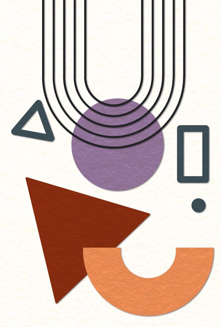 PSD design d'art mural avec des éléments de forme géométrique dans le style rétro et le design texturé