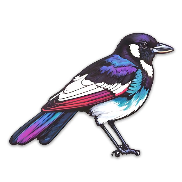 PSD le design de l'autocollant de l'oiseau magpie