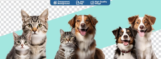 PSD design a banner with a friendly set of dogs puppies cats and kittens