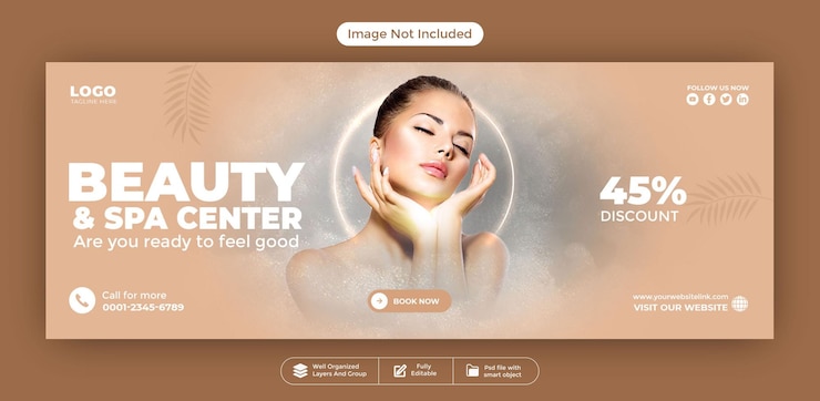 PSD le design de la bannière de couverture de spa day beauty care sur facebook