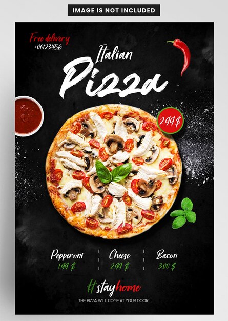 PSD design de bannière de livraison de pizza italienne sur instagram