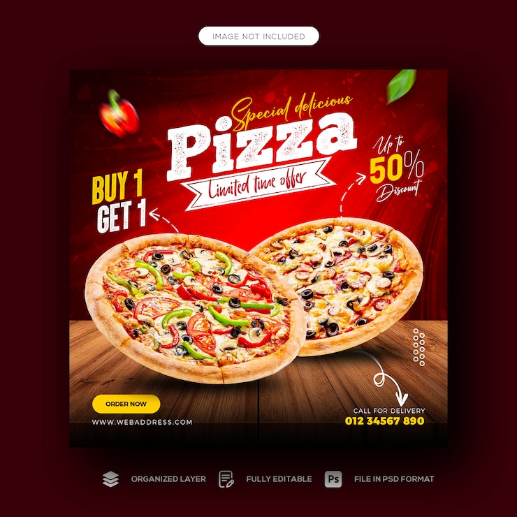 PSD design de bannière de médias sociaux alimentaires et de modèle de message instagram