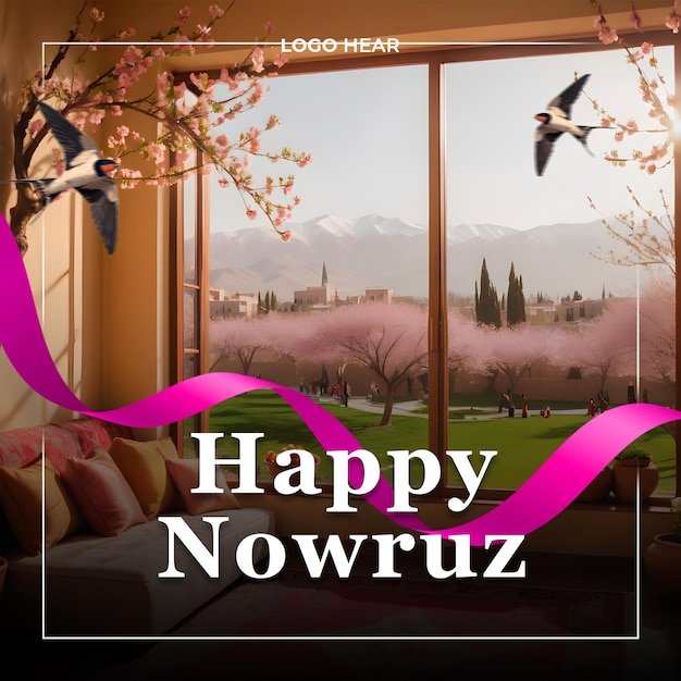 PSD design de bannière psd avec joyeux nowruz