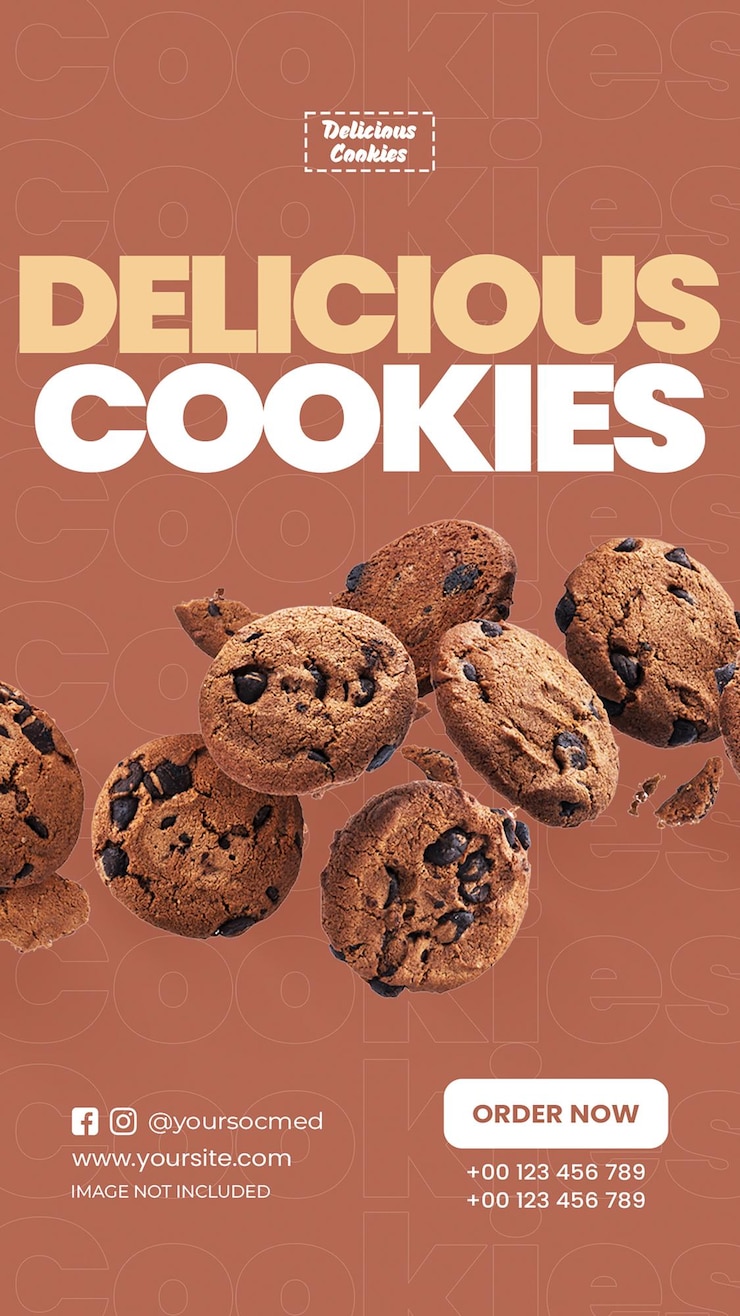 PSD design de biscuits délicieux pour les médias sociaux et le modèle d'histoire instagram