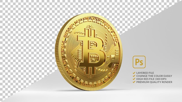 Design Bitcoin isolato nel rendering 3D