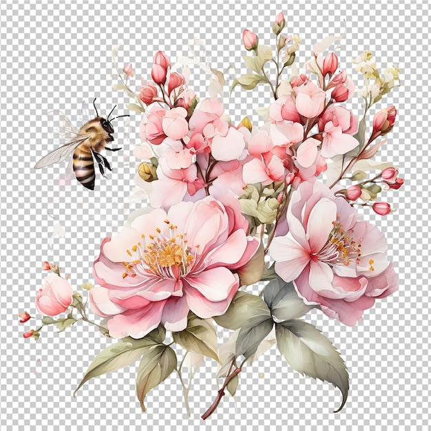 Design De Bouquet De Fleurs à L'aquarelle