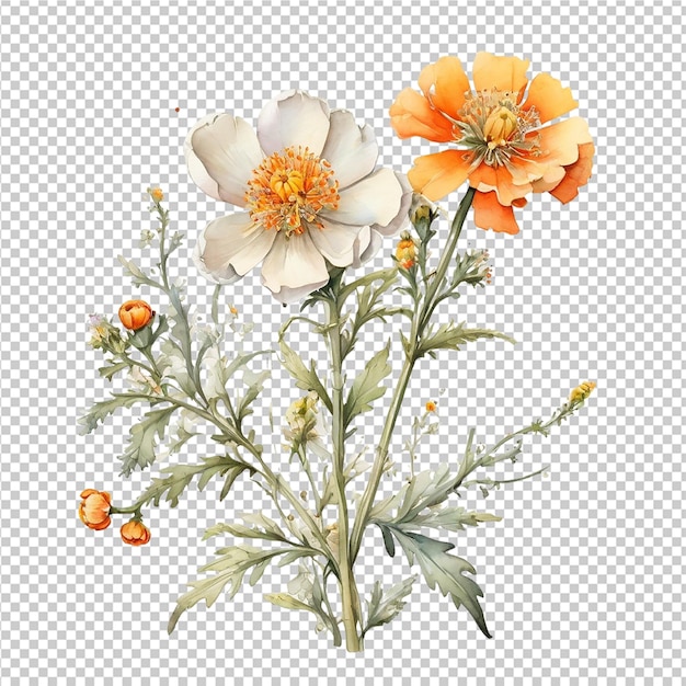 PSD design de bouquet de fleurs à l'aquarelle
