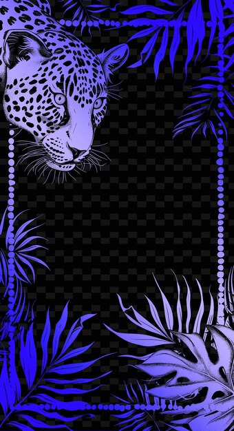 PSD design de carte postale de jungle png avec cadre tribal design de style décor outline arts scribble décoratif