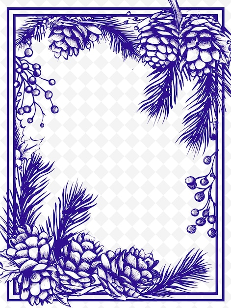 PSD design de carte postale de noël png avec cadre rustique design de style décoration outline arts scribble décoratif