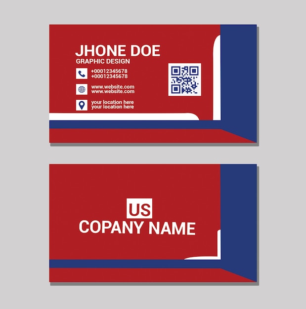 PSD design de carte de visite avec la couleur rouge