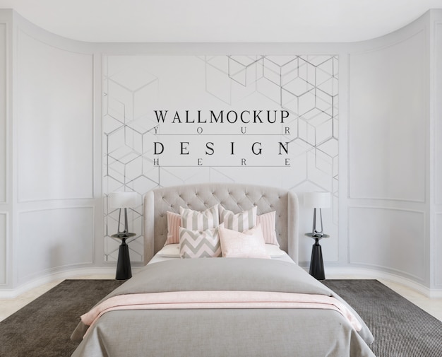 PSD design de chambre classique moderne avec mur de maquette