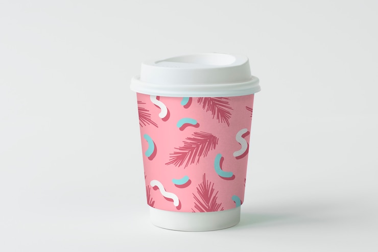 PSD design colorato mockup tazza di caffè da asporto
