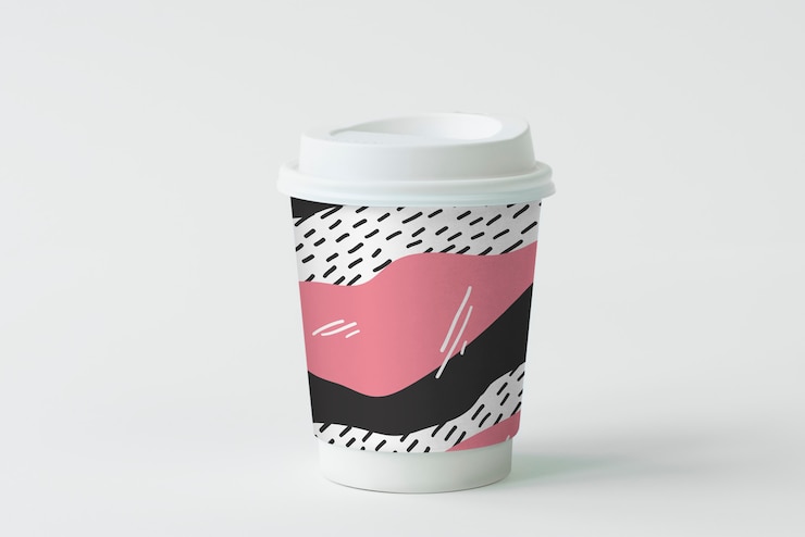PSD design colorato mockup tazza di caffè da asporto