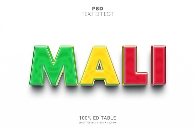Design con effetto testo modificabile Mali PSD