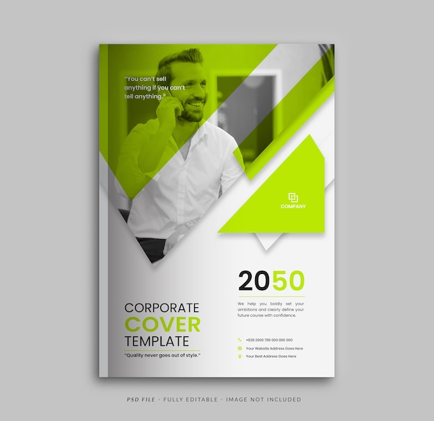Design criativo da capa do livro corporativo e modelo de capa do relatório anual em tamanho A4 para design de brochura