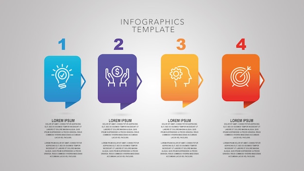 Design criativo de conceito de etapas de infográfico gradiente