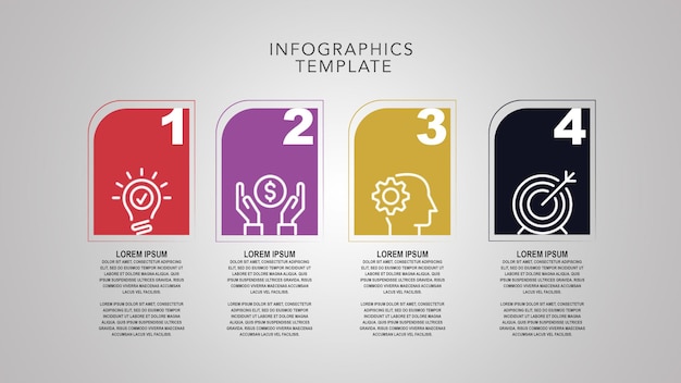 PSD design criativo do conceito de passos infográficos modernos