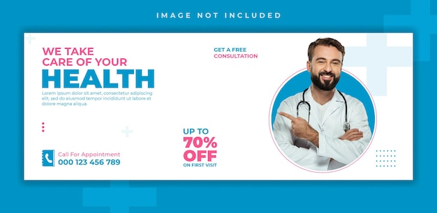 PSD design da capa do facebook ou modelo de banner da web de cuidados de saúde médica