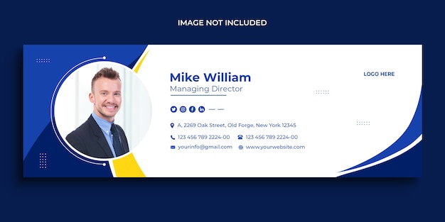 Design de assinatura de e-mail ou rodapé de e-mail e modelo de capa de mídia social pessoal