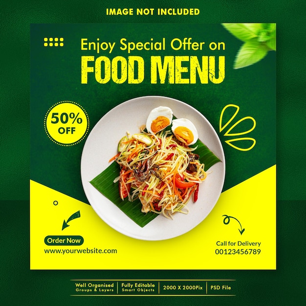 Design de banner de comida nas redes sociais