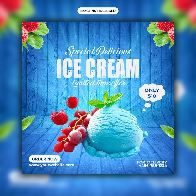 Design de banner de postagem de instagram de mídia social de sorvete delicioso especial