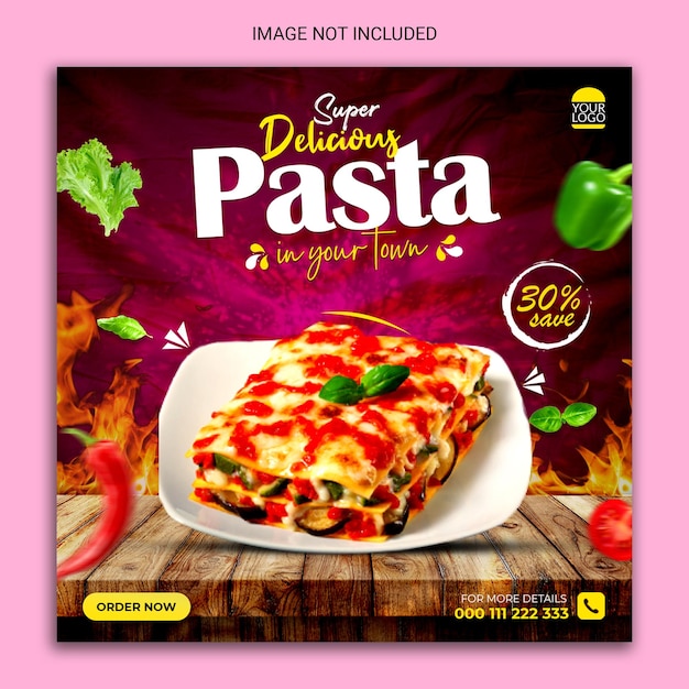 Design de banner de postagem de mídia social de pizza super deliciosa.