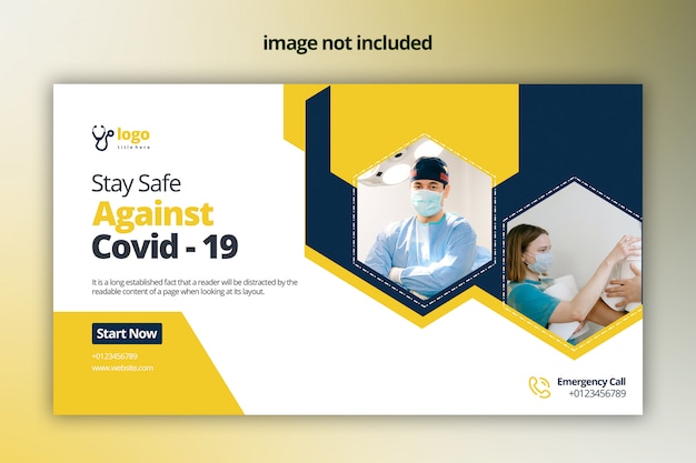 PSD design de banner web covid -19 premium