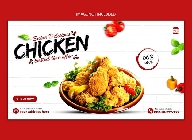 design de banner web de postagem de mídia social de frango saboroso