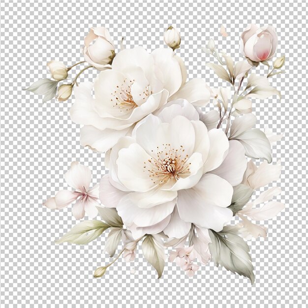 PSD design de bouquet de flores pintura de flores brilhantes material de flores têxteis