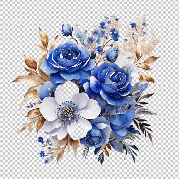 PSD design de bouquet de flores pintura de flores brilhantes material de flores têxteis