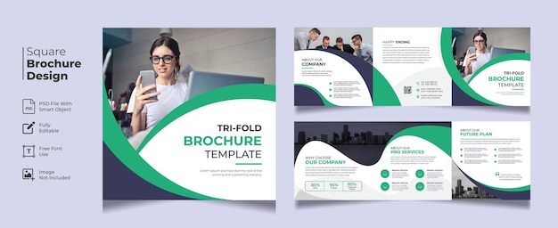 Design de brochura de perfil da empresa com brochura ou panfleto quadrado de negócios criativos de formas modernas