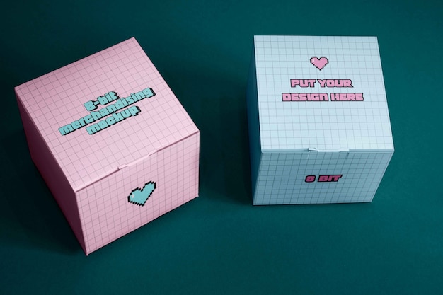 Design de caixa de envelopes de merchandising de 8 bits