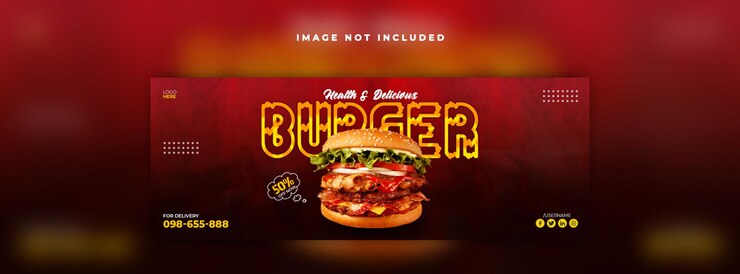 design de capa de banner de mídia social de menu de alimentos saudáveis