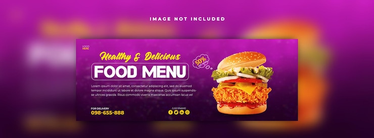 design de capa de banner de mídia social de menu de alimentos saudáveis