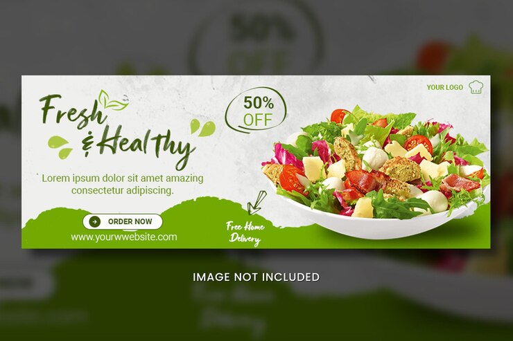 PSD design de capa de comida saudável design de capa de facebook de comida