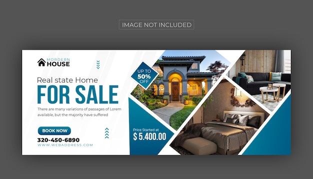 Design de capa de facebook de mídia social de negócios imobiliários