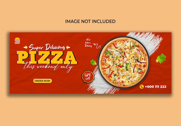 Design de capa de facebook de mídia social de pizza super deliciosa