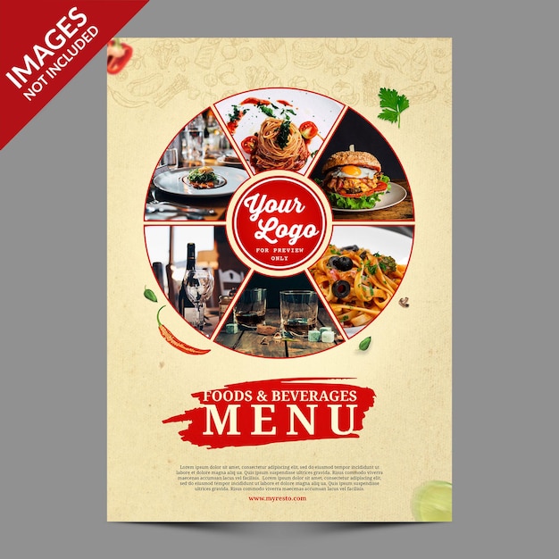 Design de capa de menu de comida vintage premium psd templat