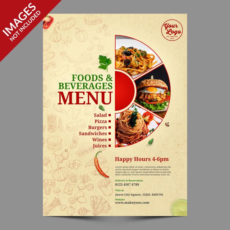 PSD design de capa de menu de comida vintage premium psd templat
