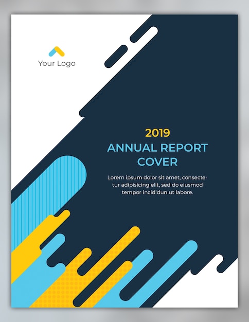 PSD design de capa de relatório anual com formas arredondadas