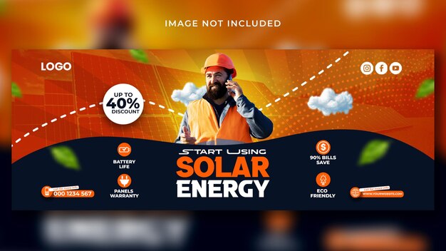 PSD design de capa do facebook para negócios de energia solar