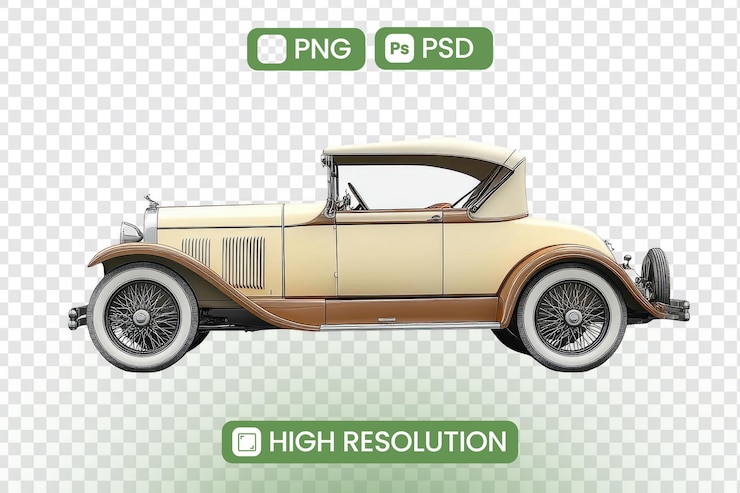 PSD design de carros clássicos explorando a elegância de automóveis antigos com imagens de alta resolução e downloads psd png um símbolo atemporal da história e engenharia automotiva