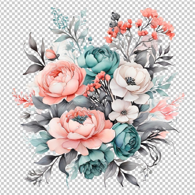 Design de cartão de casamento com design de flor floral em aquarela