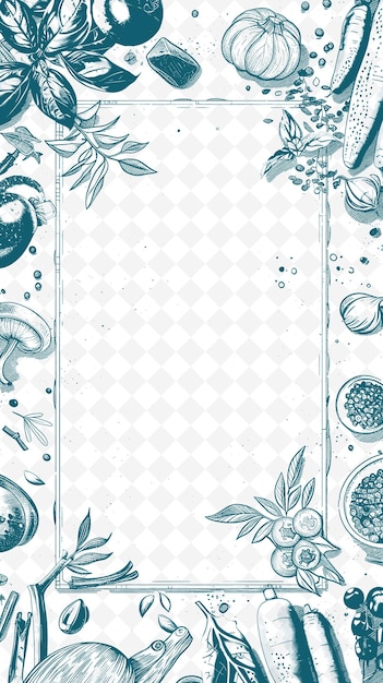 PSD design de cartão postal culinário png com um quadro de fazenda para mesa estilo de arte de esboço de anúncio scribble decorative