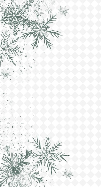 Design de cartão postal de inverno png com uma moldura de floco de neve estilo adornado artes de contorno scribble decorativo