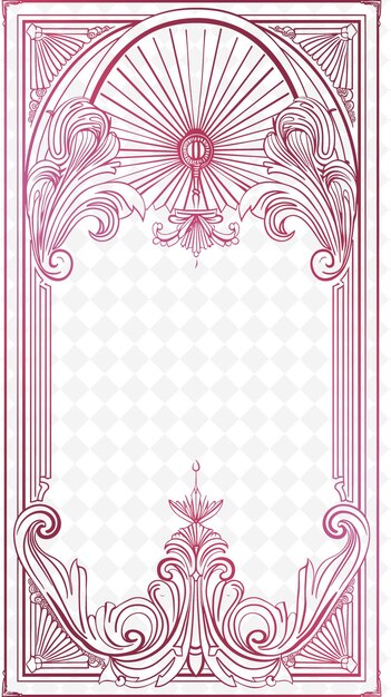 Design de cartão postal Png Art Deco com moldura vintage Design de estilo Dec Outline Arts Scribble Decorative