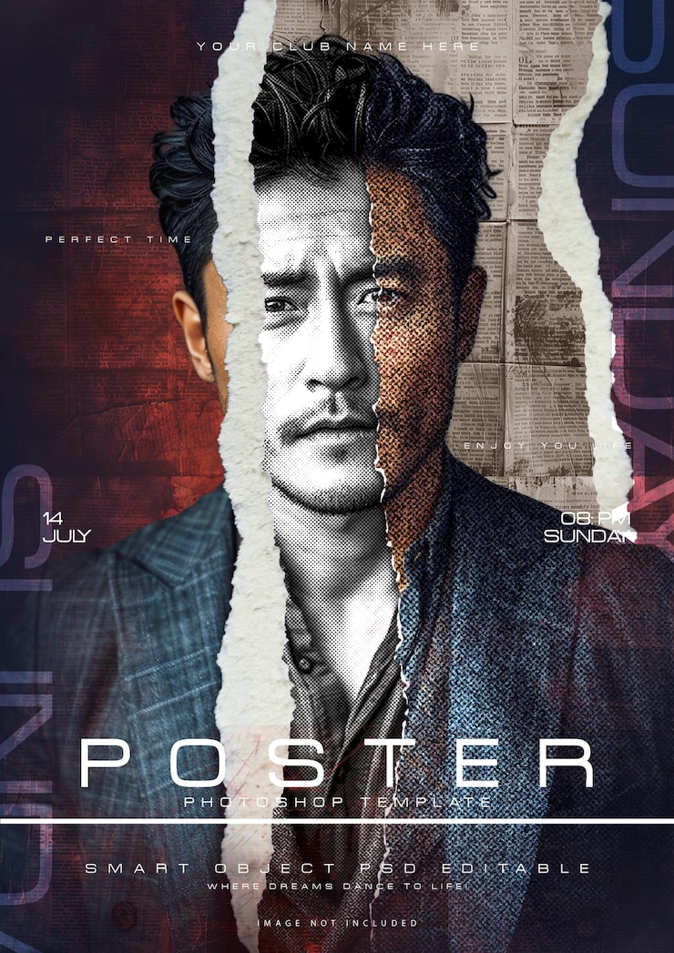 Design de cartaz de filme de papel rasgado