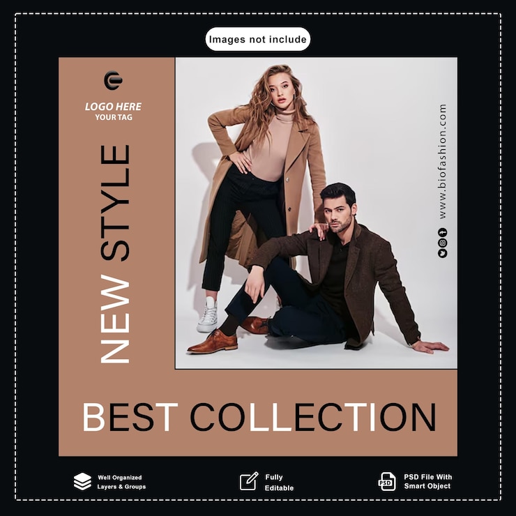 PSD design de cartaz de moda com foto de casal