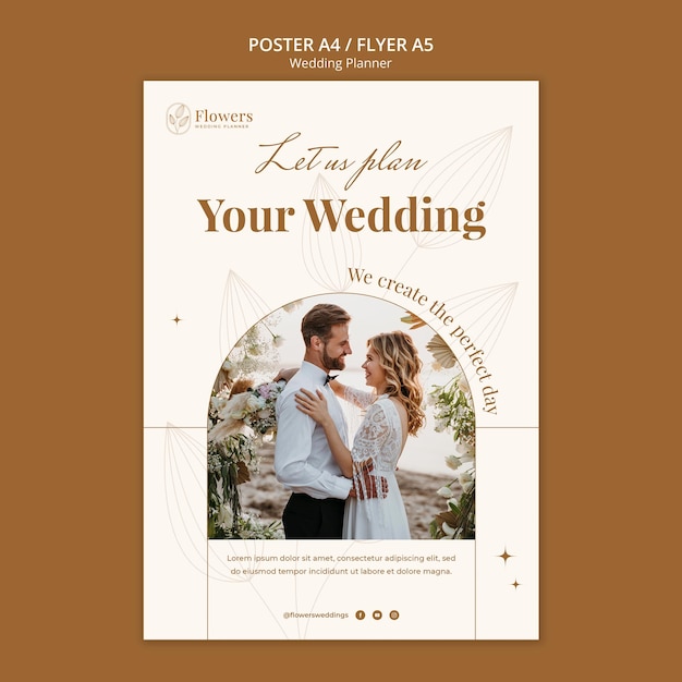 Design de cartaz de planejador de casamento