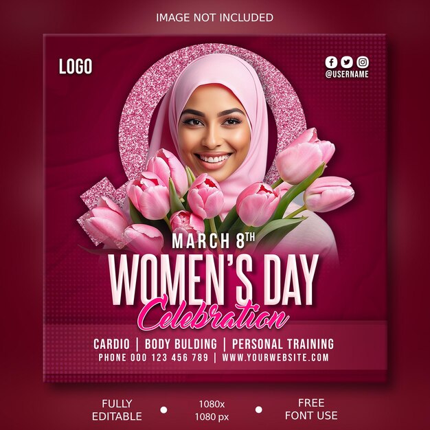 PSD design de cartaz do dia internacional da mulher 8 de março